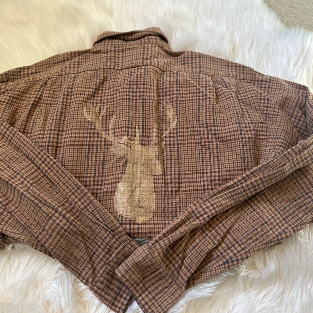 Plaid Shirt with Stag Design